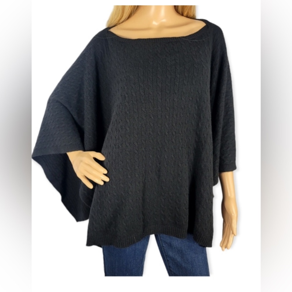 Theory gray Cable Knit Poncho, cashmere, size M/L